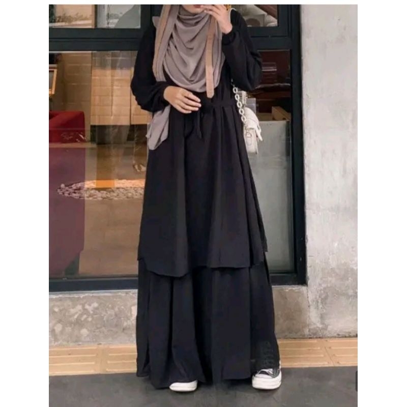 Gamis Malaysia Syari Ceruti Babydoll Premium Polos Mewah Elegan