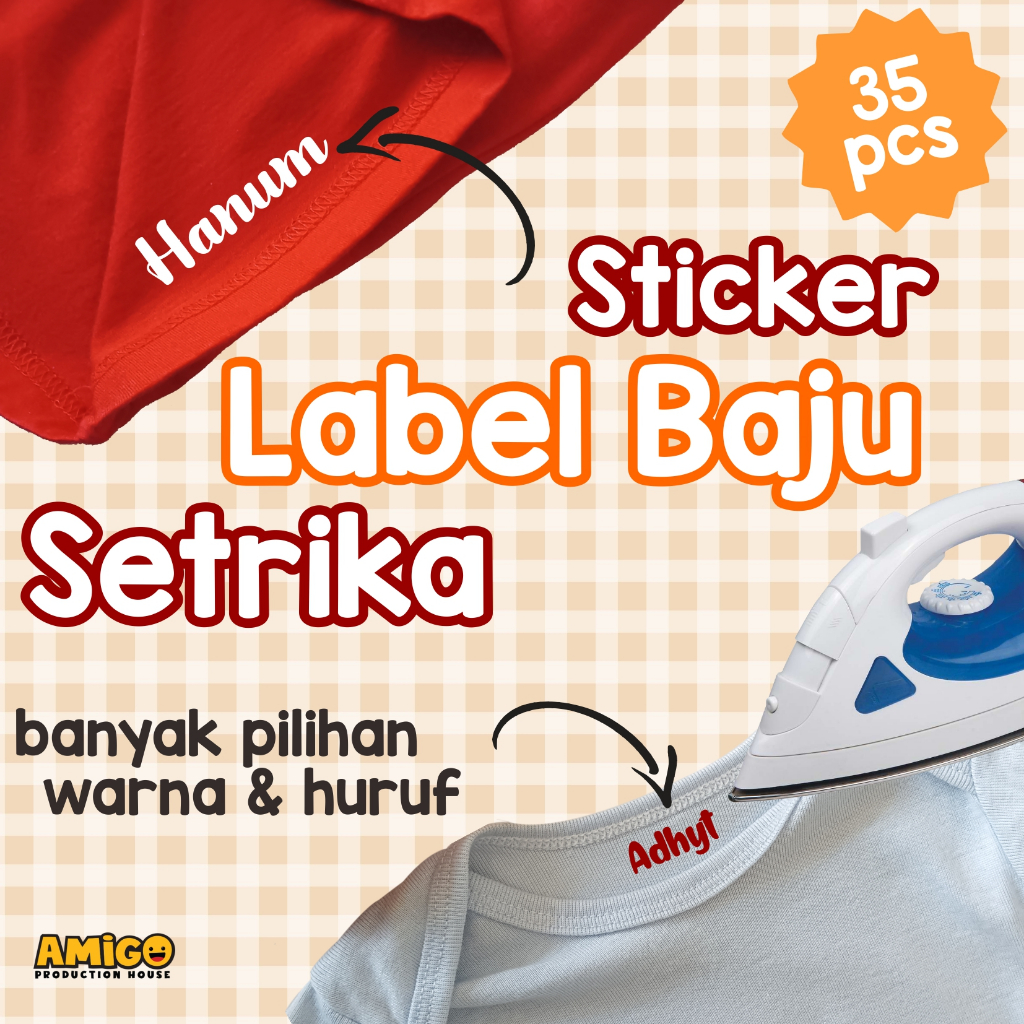 Label Baju Nama Stiker Baju Stiker Kain Setrika Custom Nama