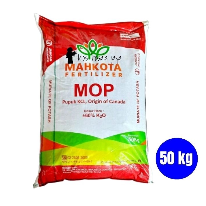 Pupuk KCL MOP Mahkota 50 kg ORI Kanada Kemasan Pabrik