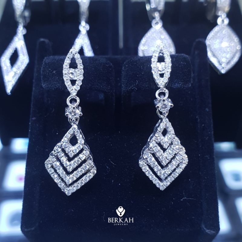 Anting Giwang Wanita Emas Berlian Eropa 0,85 Carat Asli Natural Diamond Bersertifikat