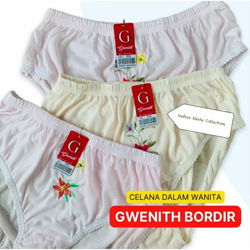 celana dalam wanita merk gwenith bunga bordir