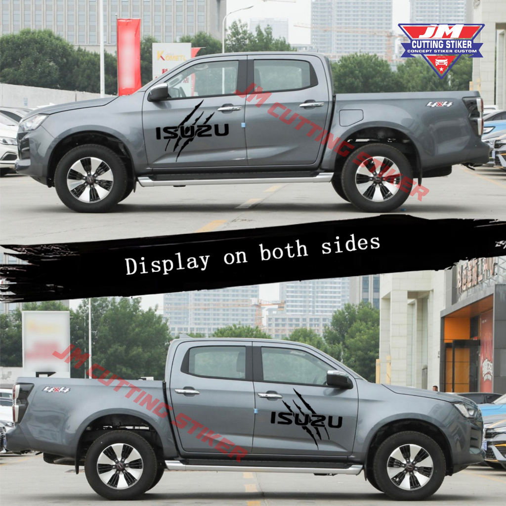 Sticker stiker mobil isuzu dmax sticker cutting motif cakaran stiker mobil double cabin dmax