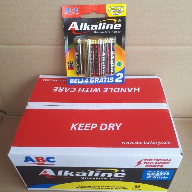 RK Batu batrai Alkaline AA A2 AAA A3 besar kecil 6 buah batre abc alkalin