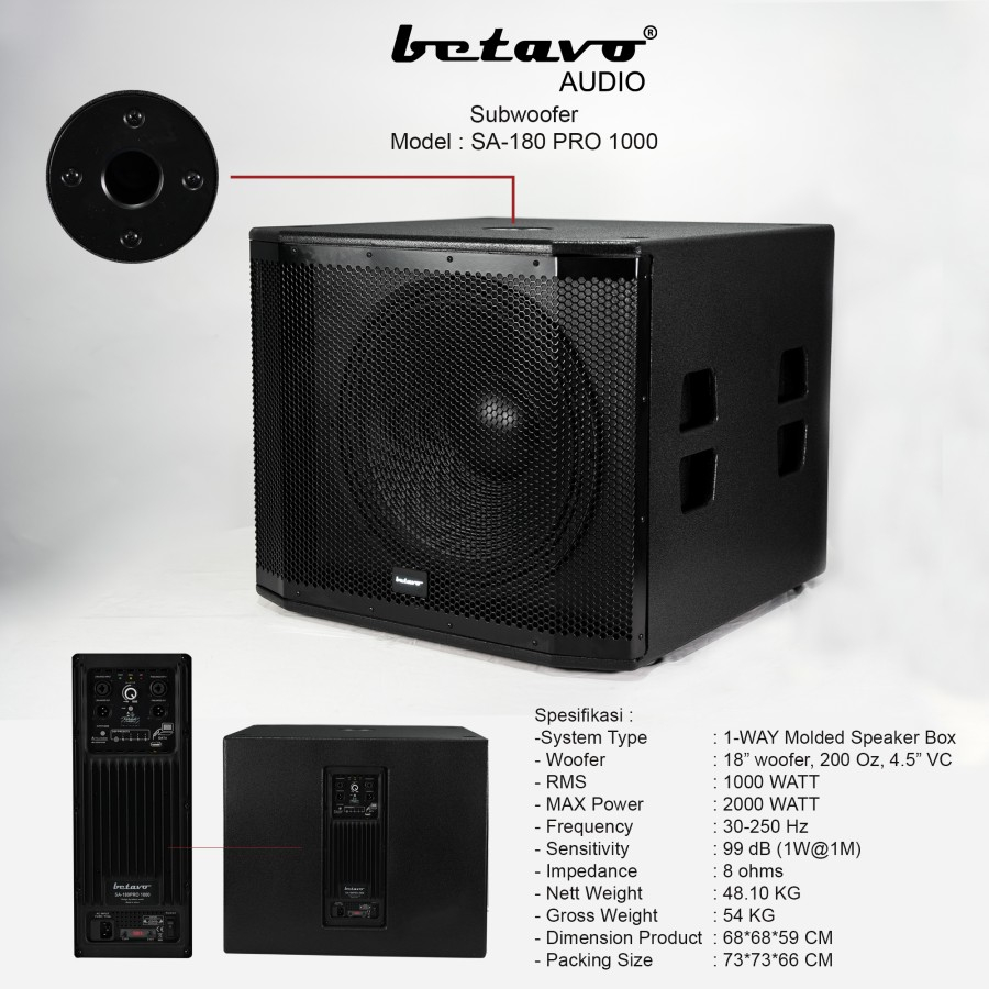 Subwoofer Aktif Betavo SA 180 PRO 1000 18 Inch
