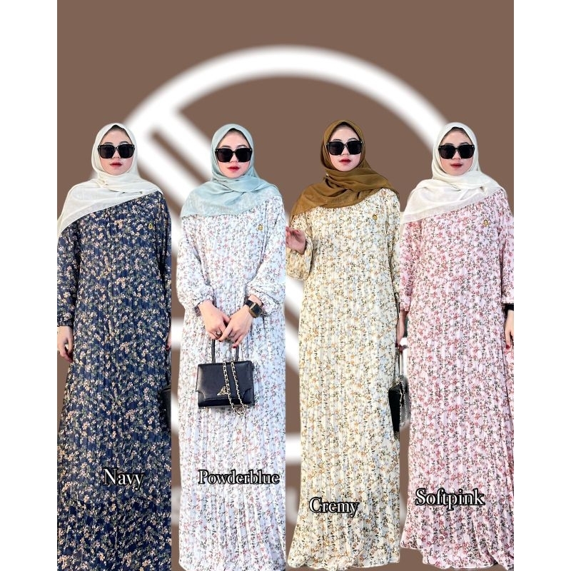 Gamis Plisket Flowers Series ANS