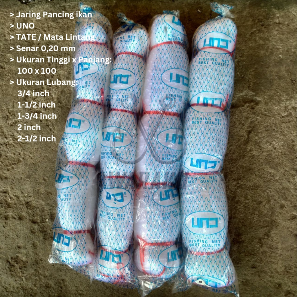 Jaring Ikan / Pukat UNO 0.20 Lubang 3/4 ~ 2-1/2 inch 100x100 TATE