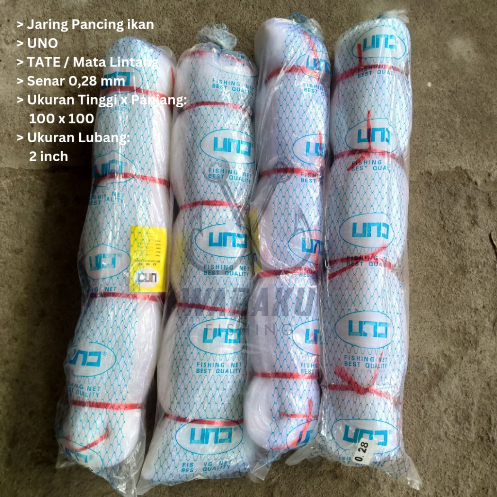 Jaring Ikan / Pukat UNO 0.28 Lubang 2 inch 100x100 TATE