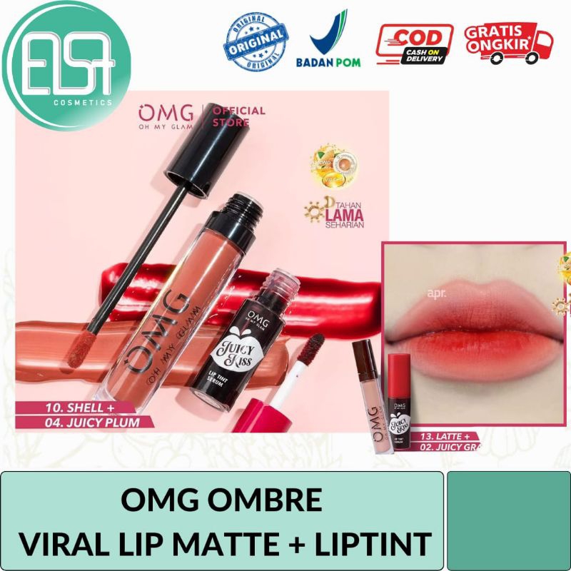 OMG Oh My Glam Pinkish Juicy Ombre / Shade Ombre Lipcream dan Liptint OMG