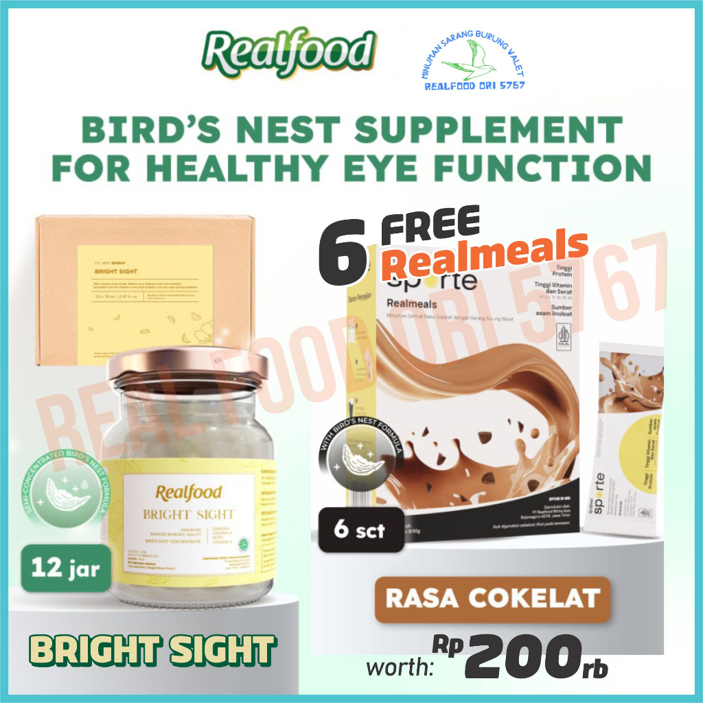 

Realfood Bright Sight 12 Jar Free Hadiah Minuman Sarang Burung Walet + Vitamin Mata BIRDNEST ORI