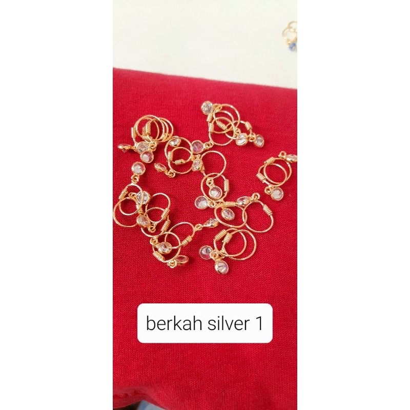anting bulat mata anak/bayi perak 925 lapis emas asli