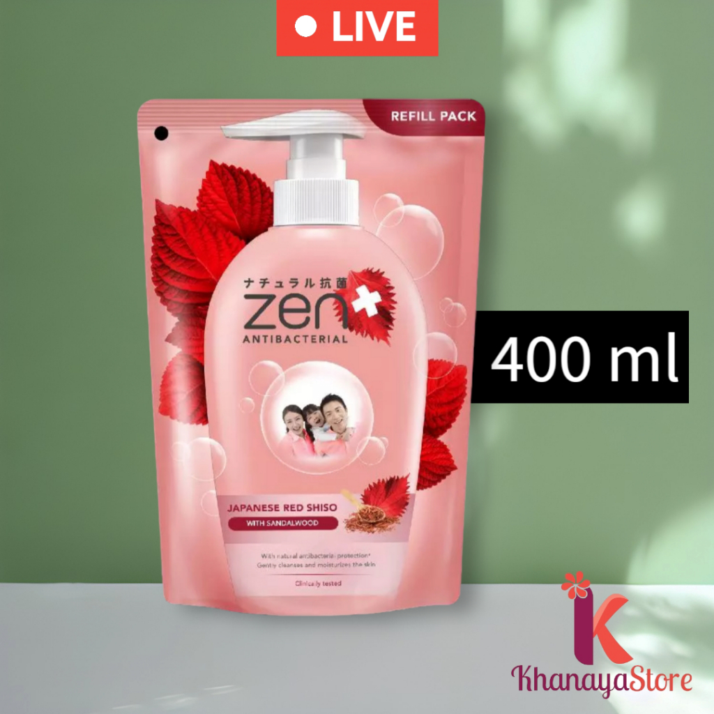 ZEN Sabun Mandi Cair Refill isi ulang 400ml 400 ml / Shiso & Sandalwood pink / Shiso & Sea Salt biru
