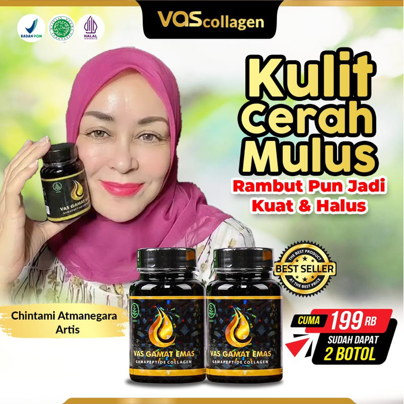 Vas gamat emas collagen original ori pemutih badan wajah glowing ampuh bpom