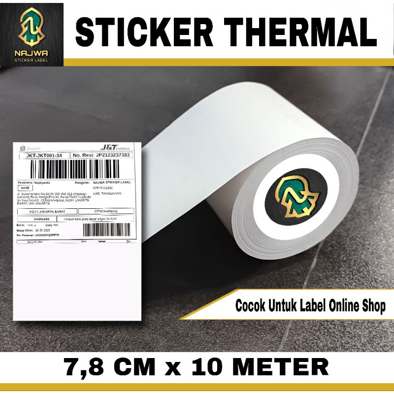 

LABEL STICKER THERMAL UK ( 7,8 CM X 10 METER ) TERMURAH