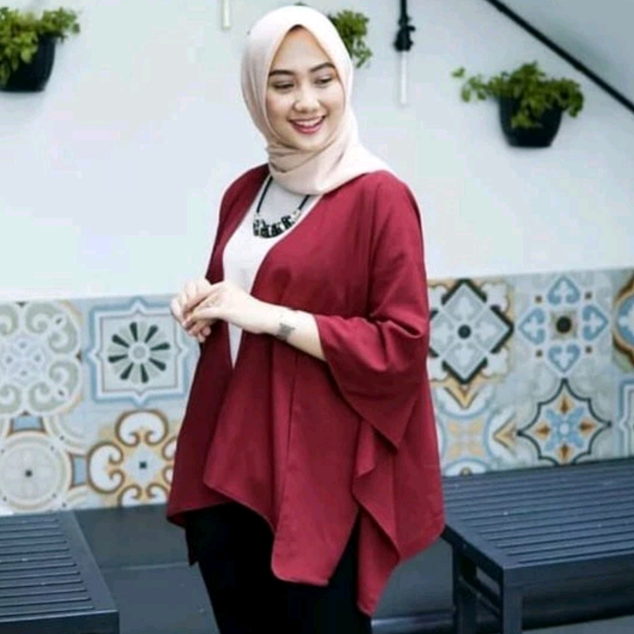 Promo Diskon Outer Kekinian Batwing Long Outer Perlengkapan Stelan Baju Pakaian Atasan Wanita Rompi 