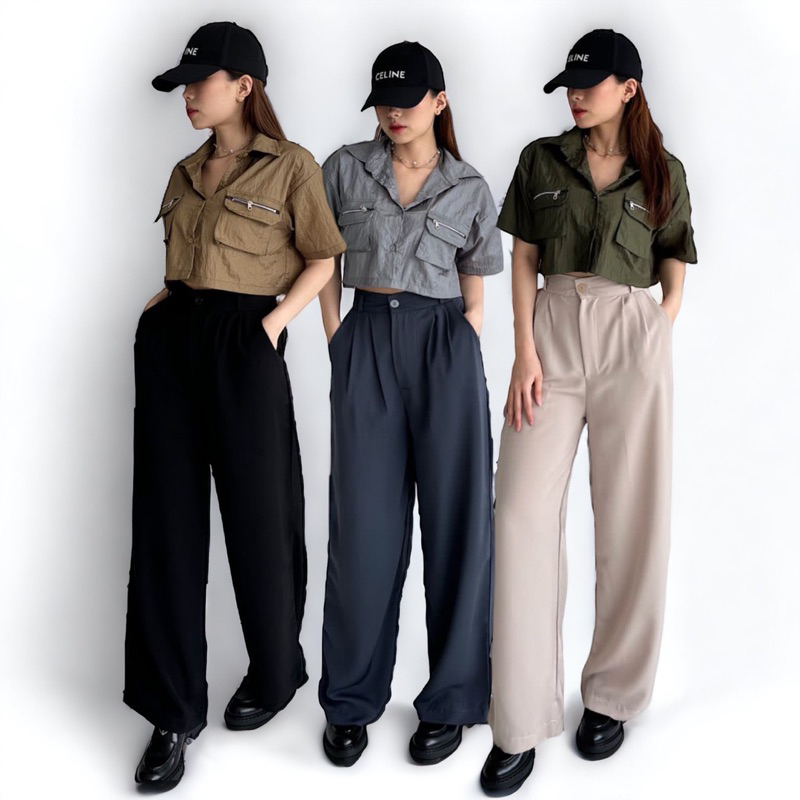 BND Bae Trousers Loose Pants - Celana Kulot Highwaist Bahan Polyester - Celana Anti Kusut