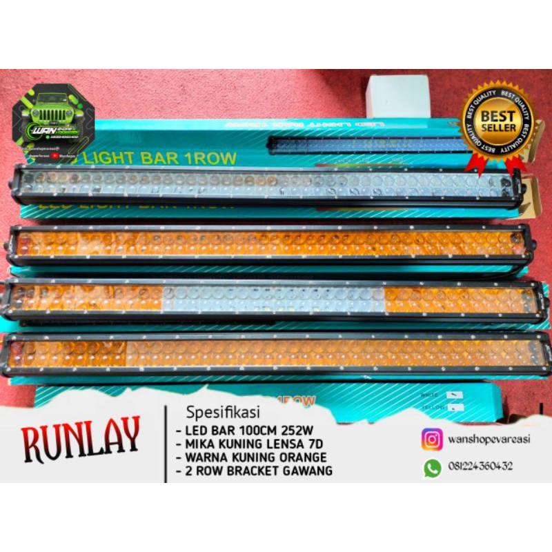 LED BAR OFFROAD 100CM RUNLAI LAMPU SOROT LED BAR 2ROW PUTIH KUNING 252W