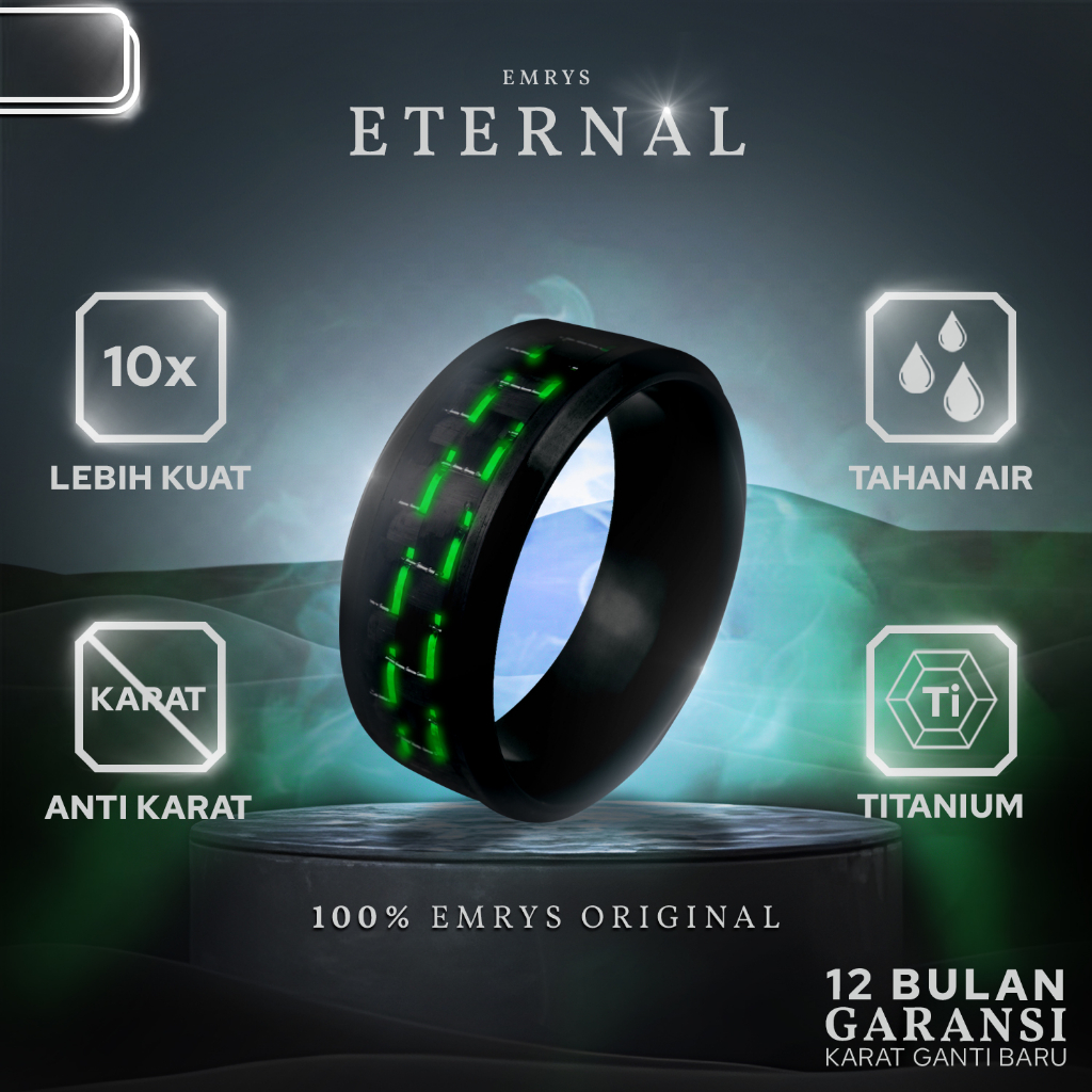 Emrys Premium Ring ETERNAL Real Titanium Anti Karat Cincin Titanium Pria Wanita