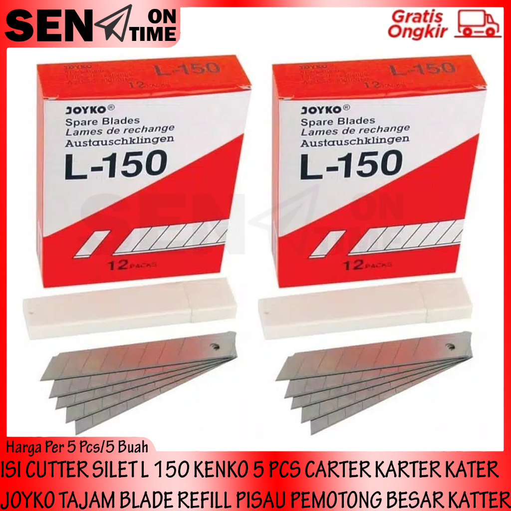 

ISI CUTTER CARTER KARTER KATER SILET L 150 KENKO 5 PCS TAJAM BLADE REFILL PISAU PEMOTONG BESAR ANAK KATTER CUTER UNTUK MEMOTONG MENGELUPAS MENETAK KAEL CABEL CABLE MENGIRIS IRIS ISIAN CATER