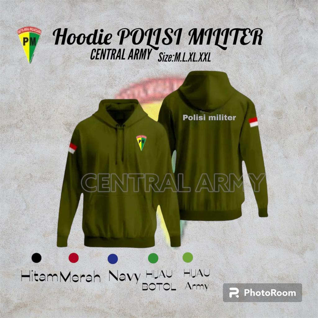 HOODIE POLISI MILITER [PM] HIJAU BOTOL || HODIE POLISI MILITER || HOODIE POLISI BAHAN FLECE