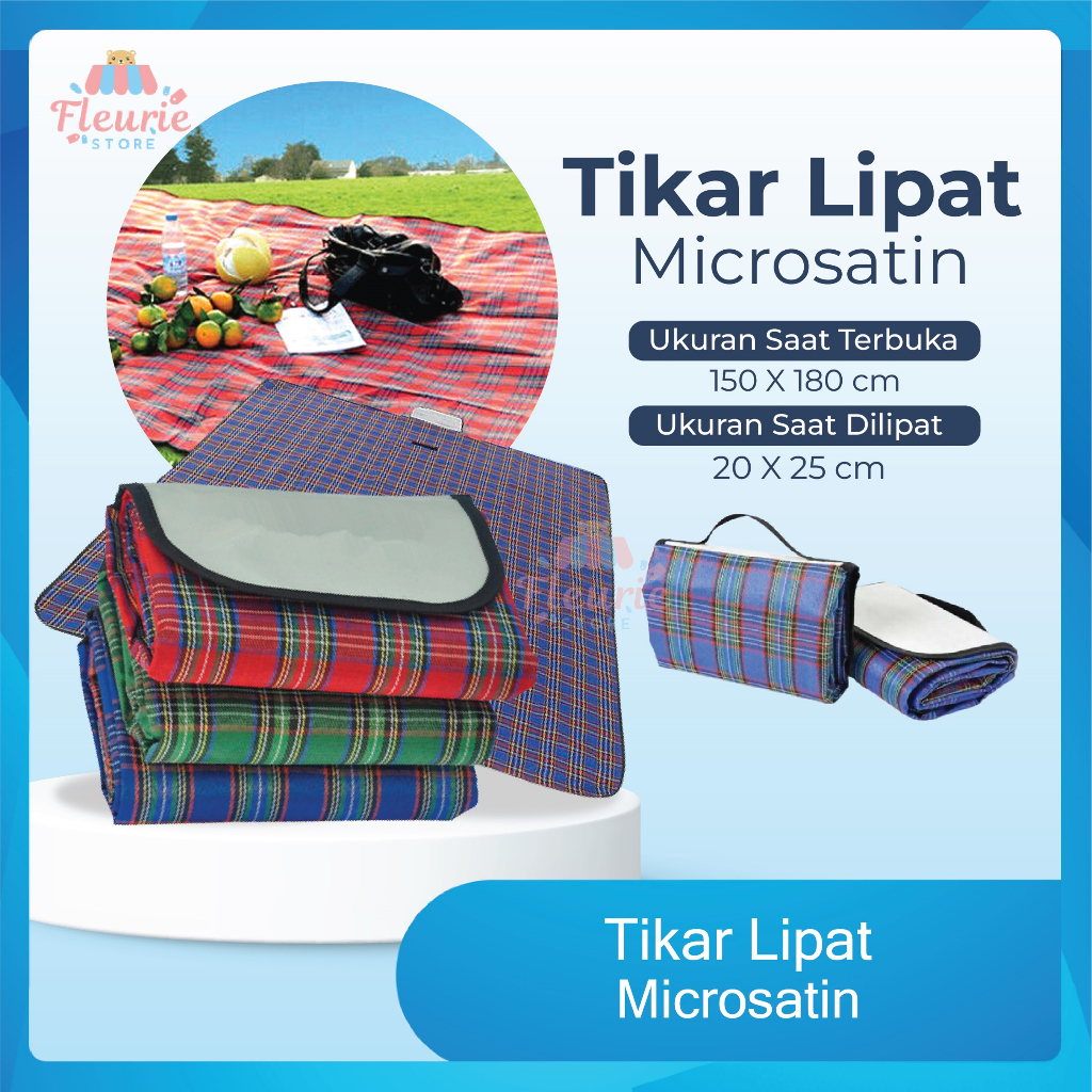 Tikar Lipat Microsatin - Tikar Piknik Lipat Waterproof / Tikar Microsatin