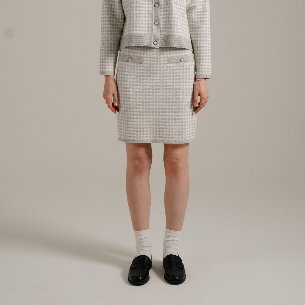 Mississippi Wonder Home Tweed Knit Skirt Rok Mini I31000203M Grey