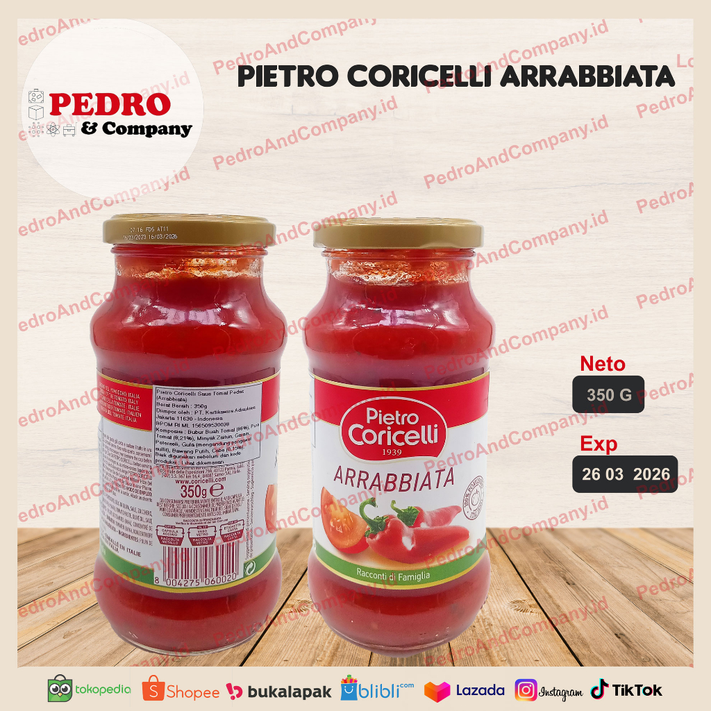 

Pietro coricelli arrabbiata 350 gram - saus pasta italian red sauce