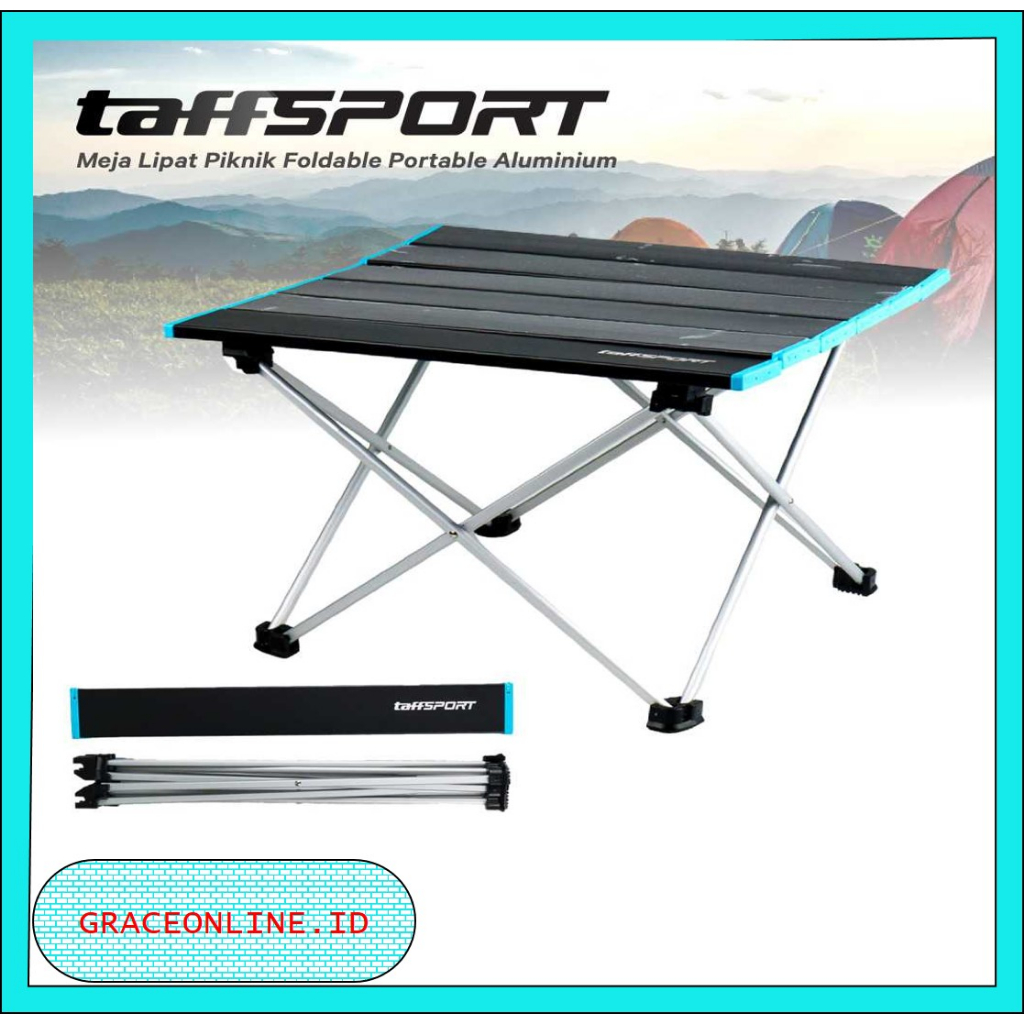 Taffsport Meja Lipat Piknik Foldable Portable Aluminium Table Meja Lipat Meja Lipat Portable Meja Po