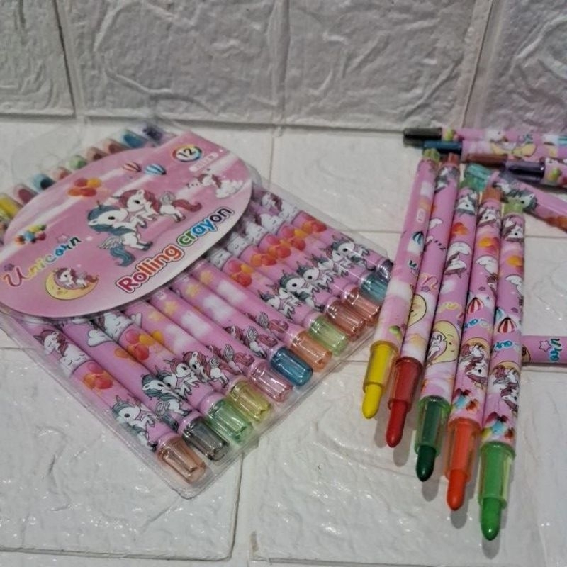 

crayon putar pulas pastel murah 12 warna panjang