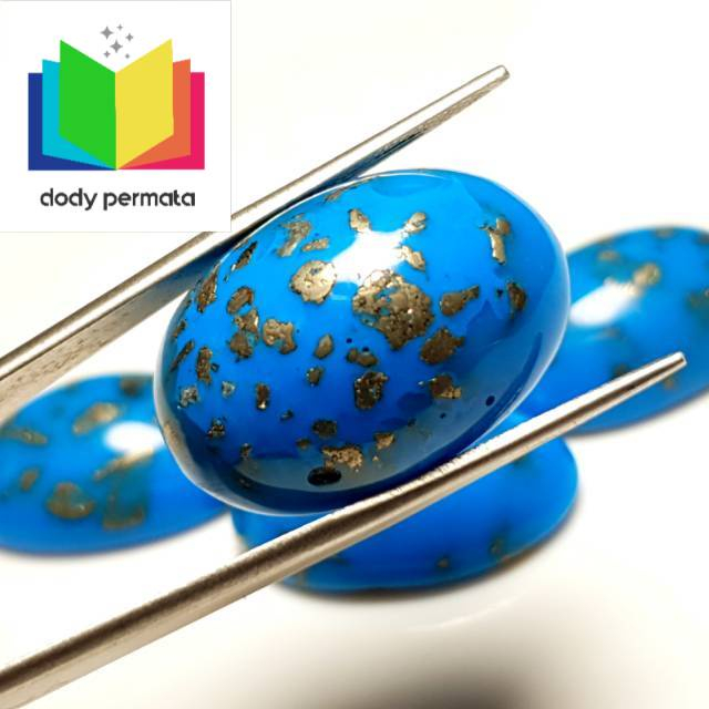 Batu akik pirus serat emas - Tanpa Ring