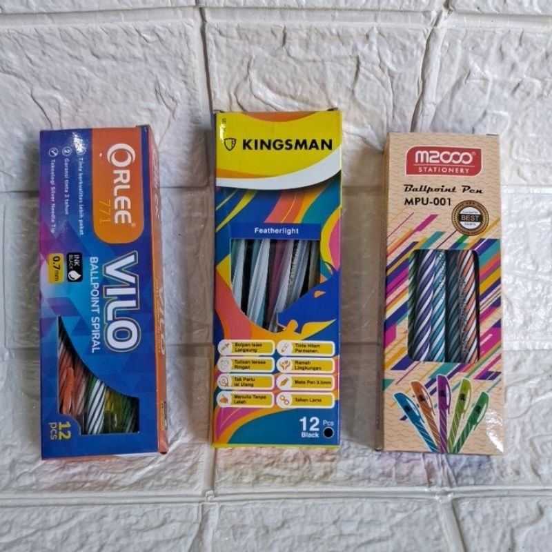 

bopen ulir pulpen lilin balpoin spiral 1 lusin (12pcs)