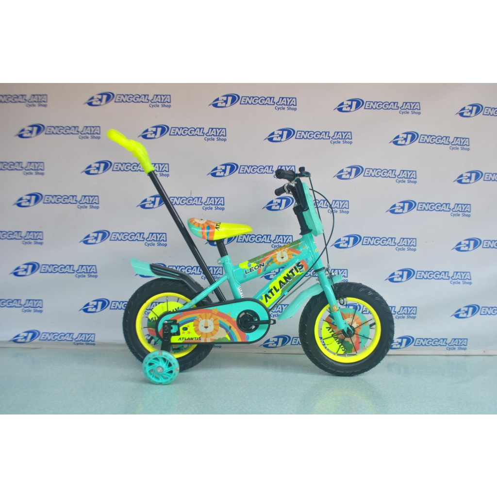 Sepeda Anak BMX Atlantis Dorong Stir Ban Besar 12 Inch Roda Lampu Besi Tebal