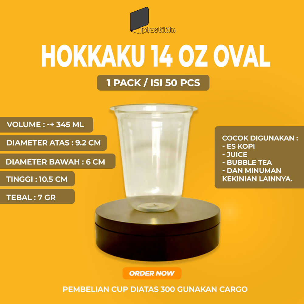 HOKKAKU 14 OZ 7G / GELAS PLASTIK OVAL 16 OZ / CUP PP PLASTIK