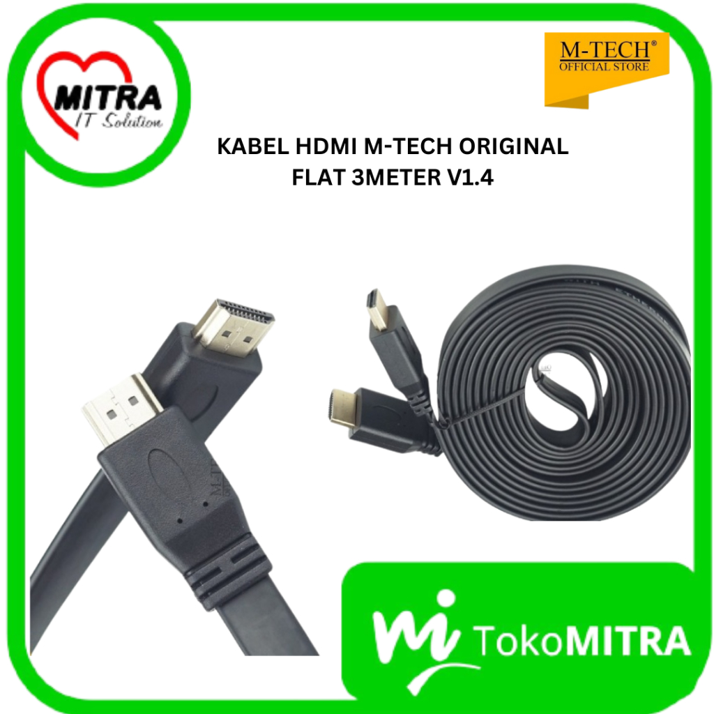 KABEL HDMI M-TECH ORIGINAL FLAT 3METER V1.4