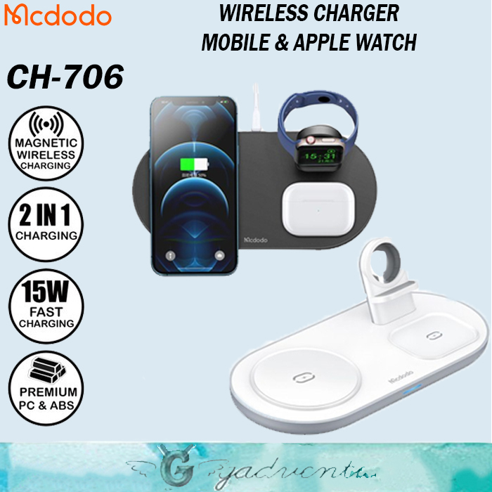 Mcdodo CH-706 Magnetic Wireless Charger Iphone 12 13 14 Pro Max Apple watch 3 IN 1 Fast Charging 25W