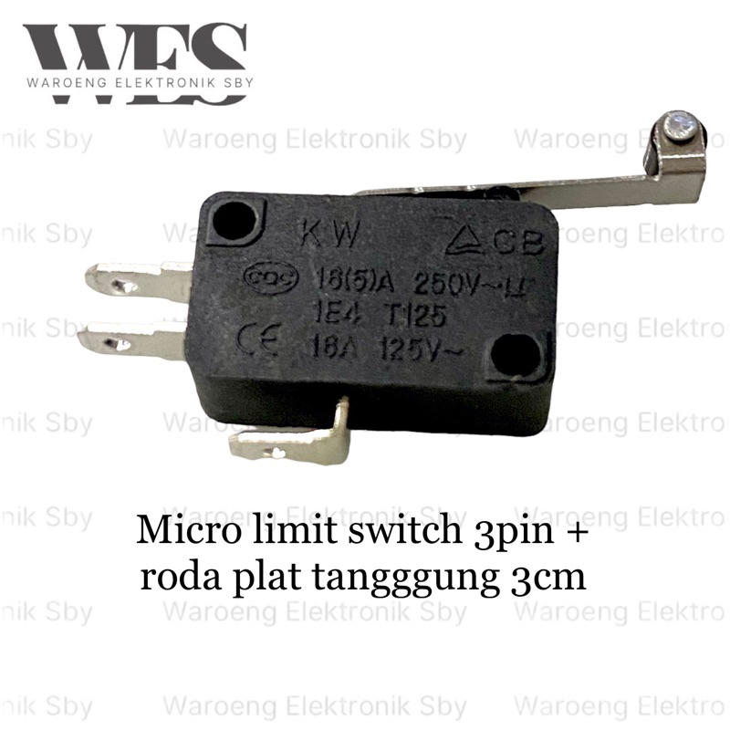 MICRO LIMIT SWITCH 3PIN + RODA TANGGUNG 3CM