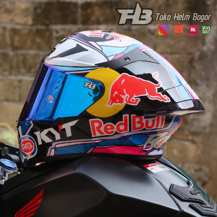 HELM KYT TT Course Batianini 2022 repaint visor BLUE spoiler 3D SMOKE HELM FULL FACE