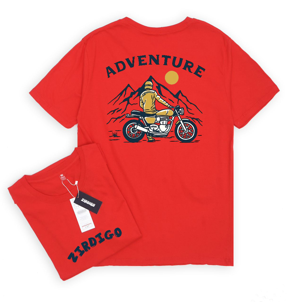 Zirdigo Kaos Distro Adventure 022 debe Lengan Pendek Print Quality Baju Pria-Merah