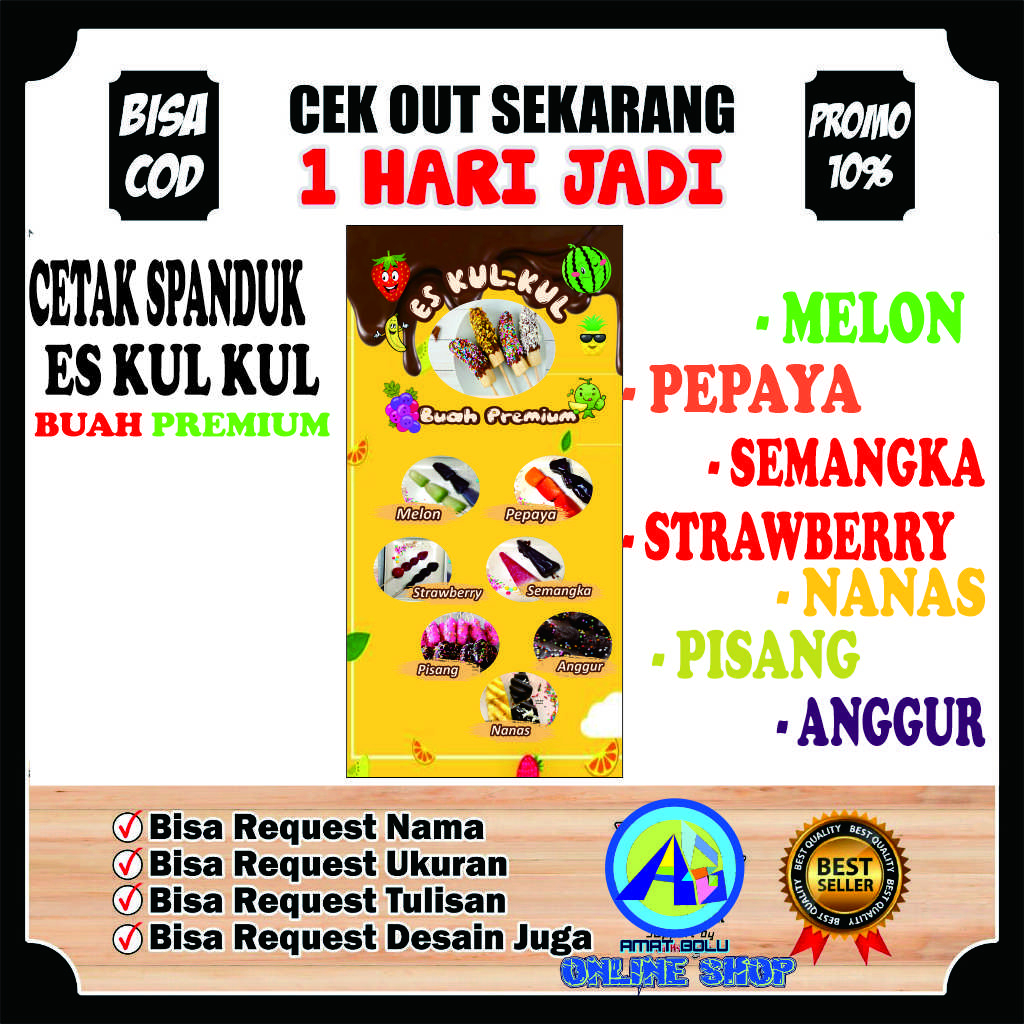 SPANDUK ES KULKUL BUAH PREMIUM 50x100