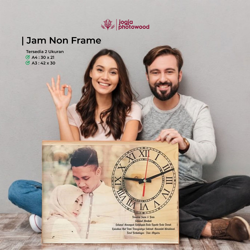 Photowood Jam Dinding Kayu Foto Wajah Hadiah Ulang Tahun Wisuda Souvenir Gift Kado Ulang Tahun Anniv