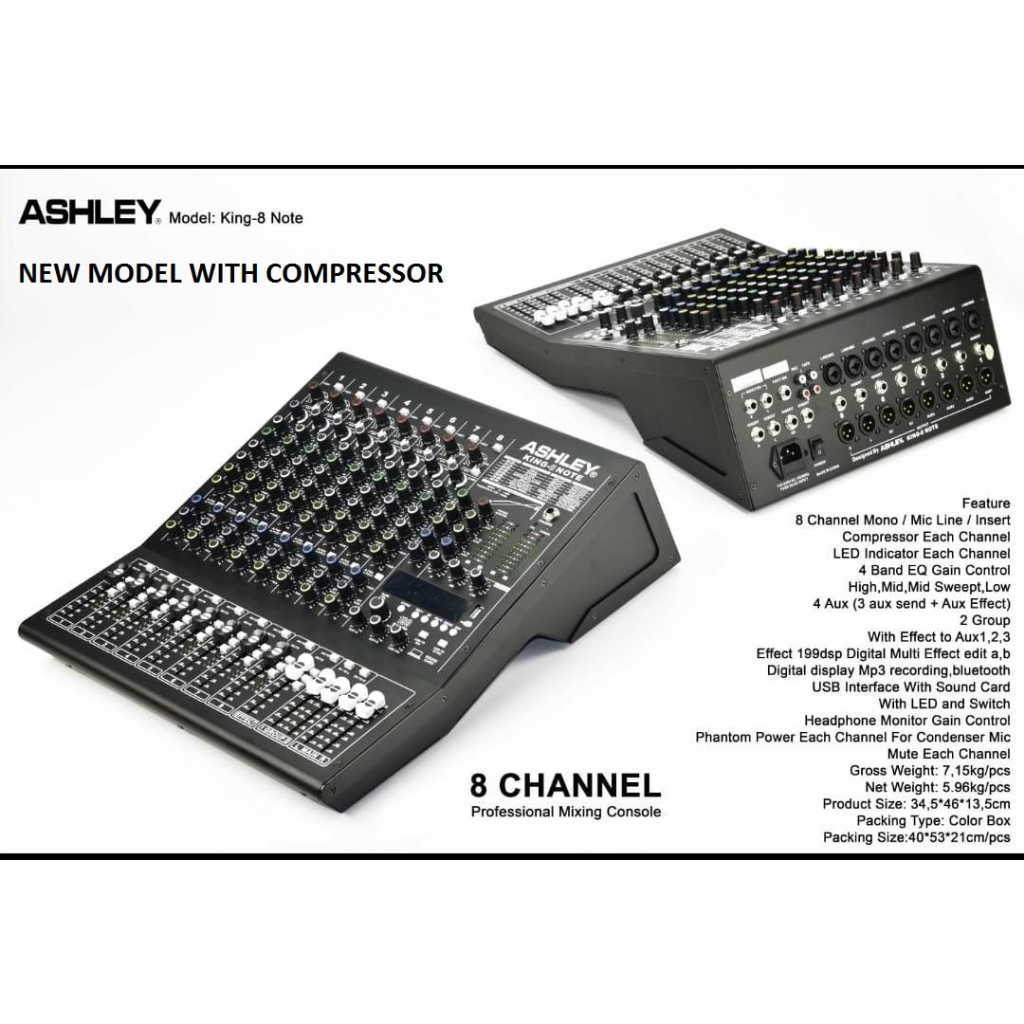 Mixer 8 Channel ASHLEY KING 8 KING-8 NOTE Original