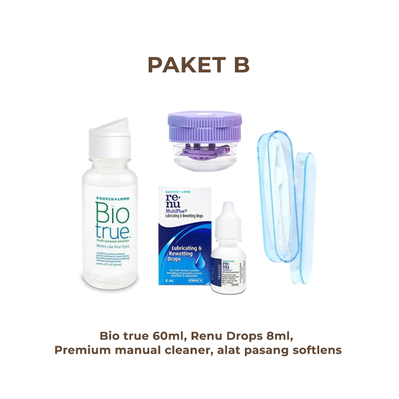 Naturalens Paket Pemula Alat pasang softlens, air pencuci, tetes mata