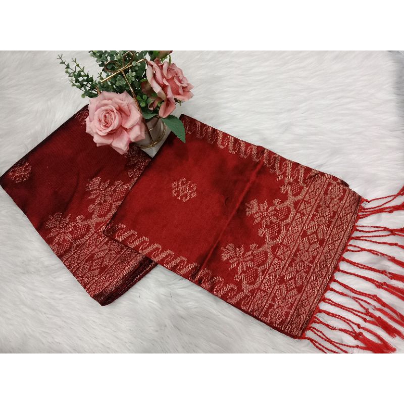 songket silungkang maroon tembaga