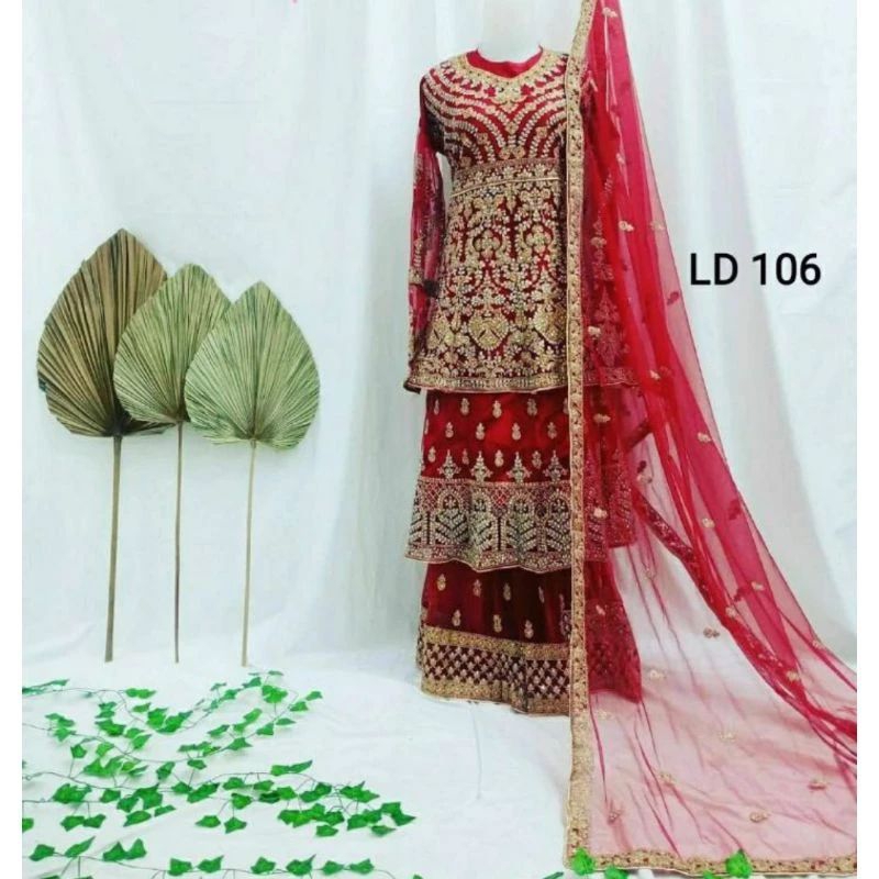Tajmahal Butik T12372 baju India merah Baju pengantin Baju pesta