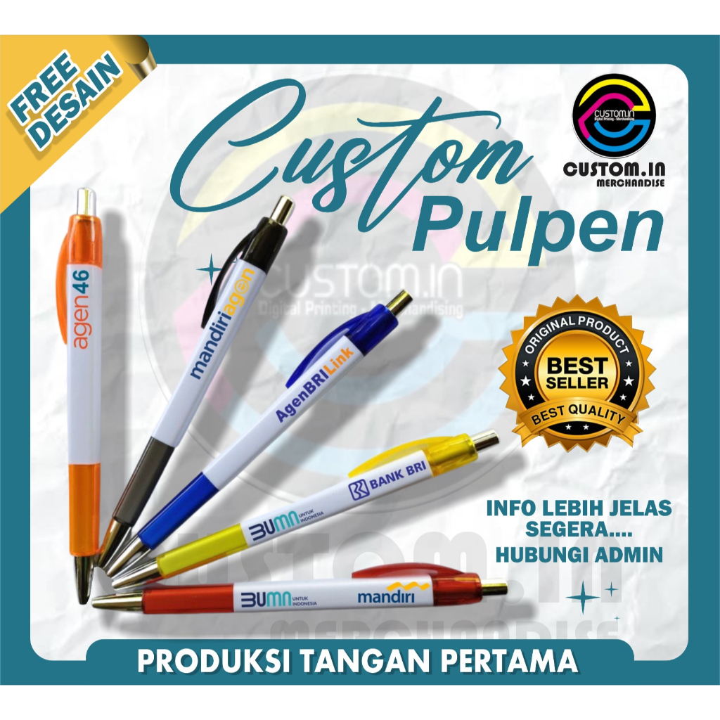 

PULPEN PROMOSI CUSTOM PRINT UV / GRAFIR / CETAK NAMA PERUSAHAAN KANTOR SEKOLAH SOUVENIR MURAH