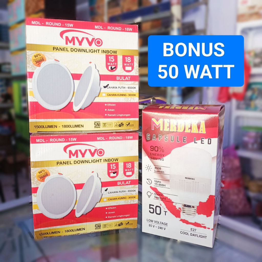 MYVO Led IB Panel !5 Watt  Free Lampu 50 Watt