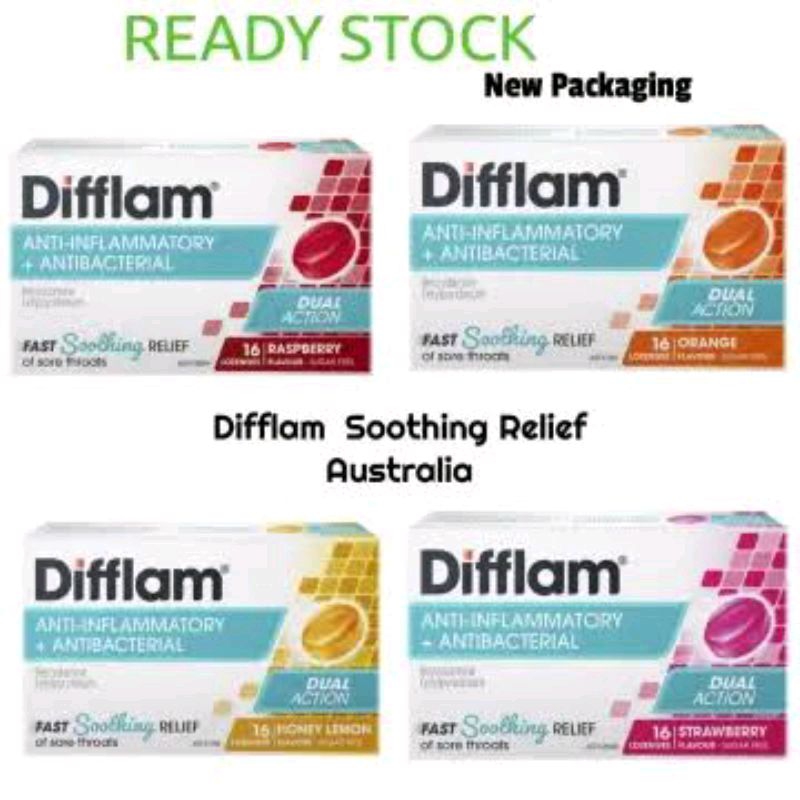 

DIFFLAM ANTI INFLAMMATORY + ANTI BACTERIAL 16 LOZENGES