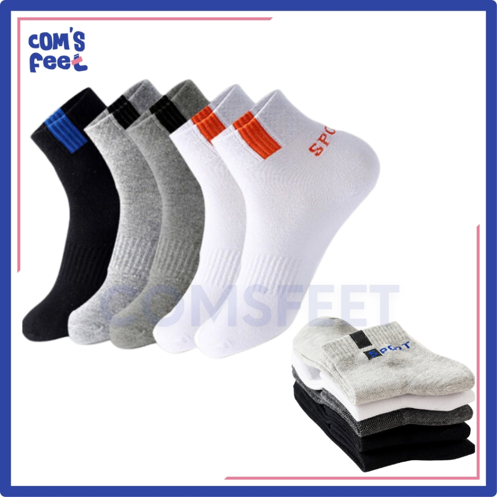 COMSFEET - 3 Pasang Kaos Kaki Olahraga Pendek Sport / Kaos Kaki Sport Pria Wanita Dewasa Bisa Mix Warna