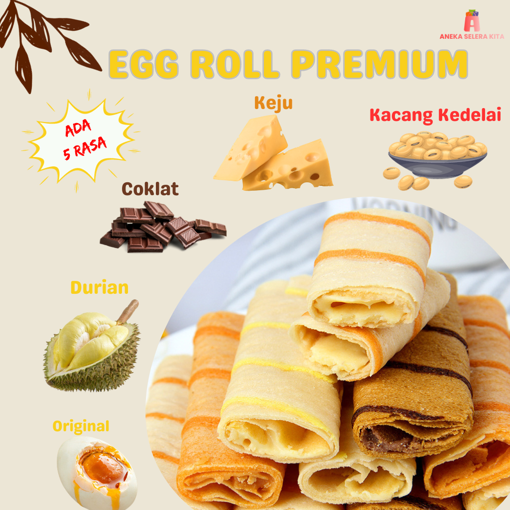 

QH Kaman Crispy Egg Roll Rasa Salted Egg, Cheese & Durian / Cemilan Makanan Ringan Semprong 218gr