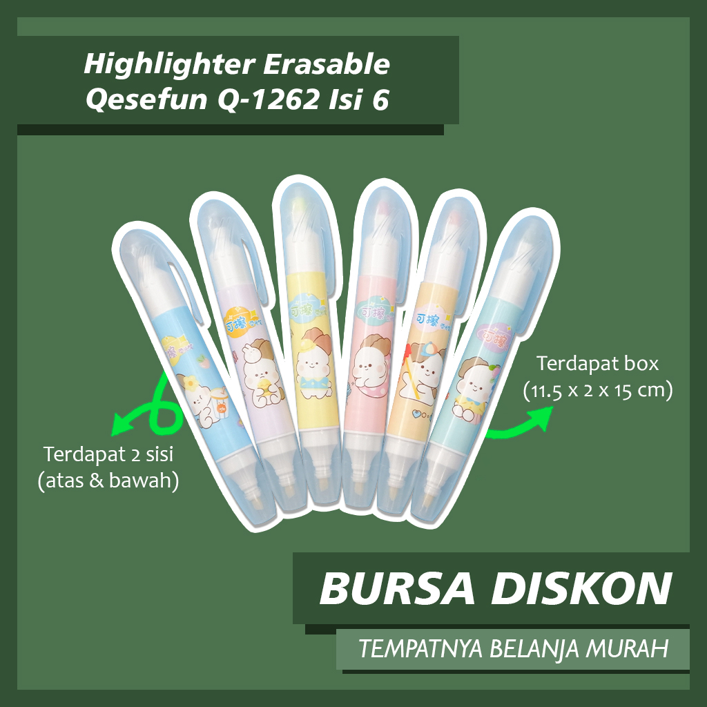 

Highlighter Erasable Qesefun Q-1262 Isi 6 Bisa Di Hapus Spidol Pastel Marker Textlighter Textliner Stabilo