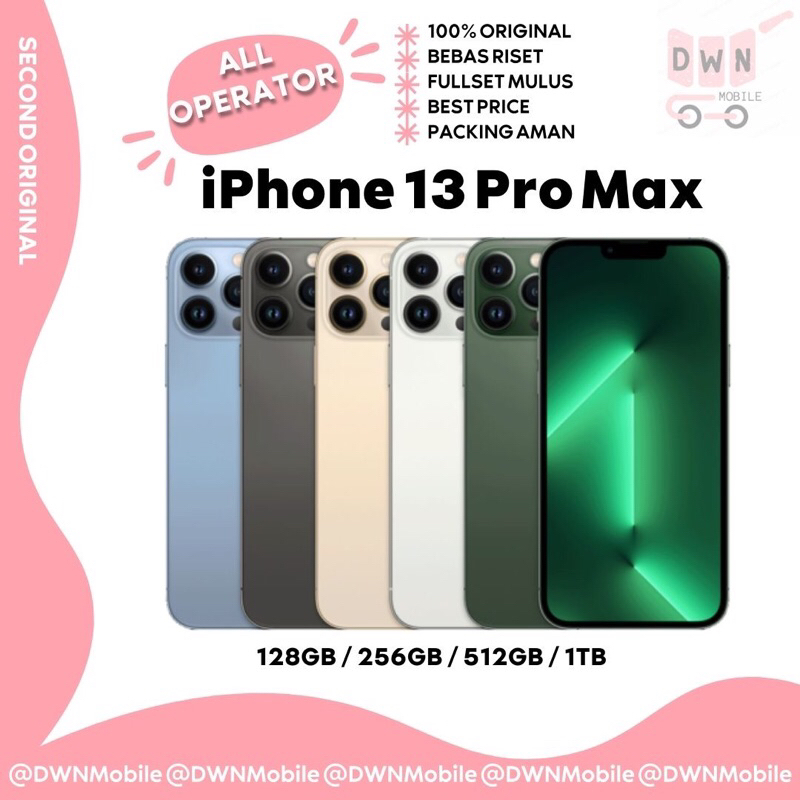 iPhone 13 Pro Max 128GB / 256GB / 512GB / 1TB Original Second Mulus Normal Fullset